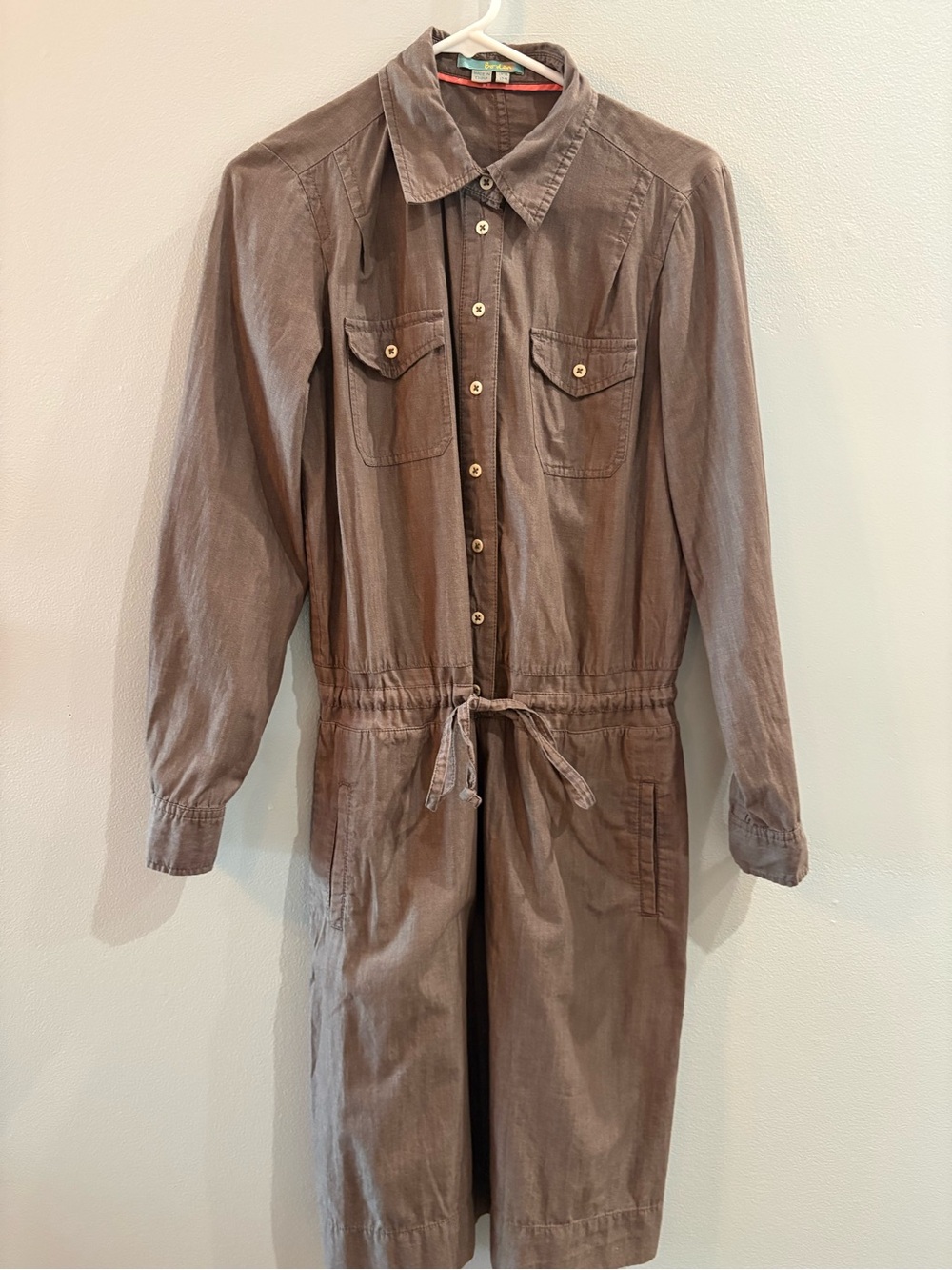 Boden Long Sleeve Drawstring Waist Shirt Dress Size 6L